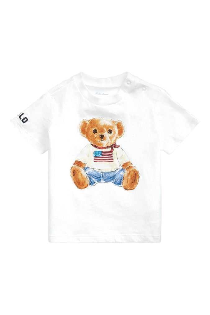 Camiseta  Branca Estampada Urso  Ralph Lauren
