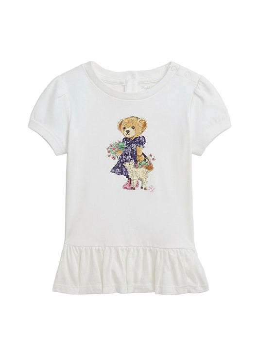 Blusa  Algodão Branca Ursinha Ralph lauren