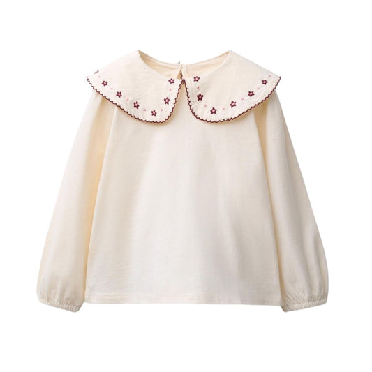 Blusa  Algodão Gola Bordada Manga Longa ZARA