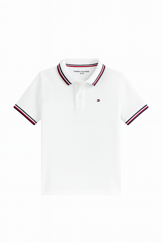 Blusa Polo Branca c/ detalhe Gola  Tommy Hilfiger