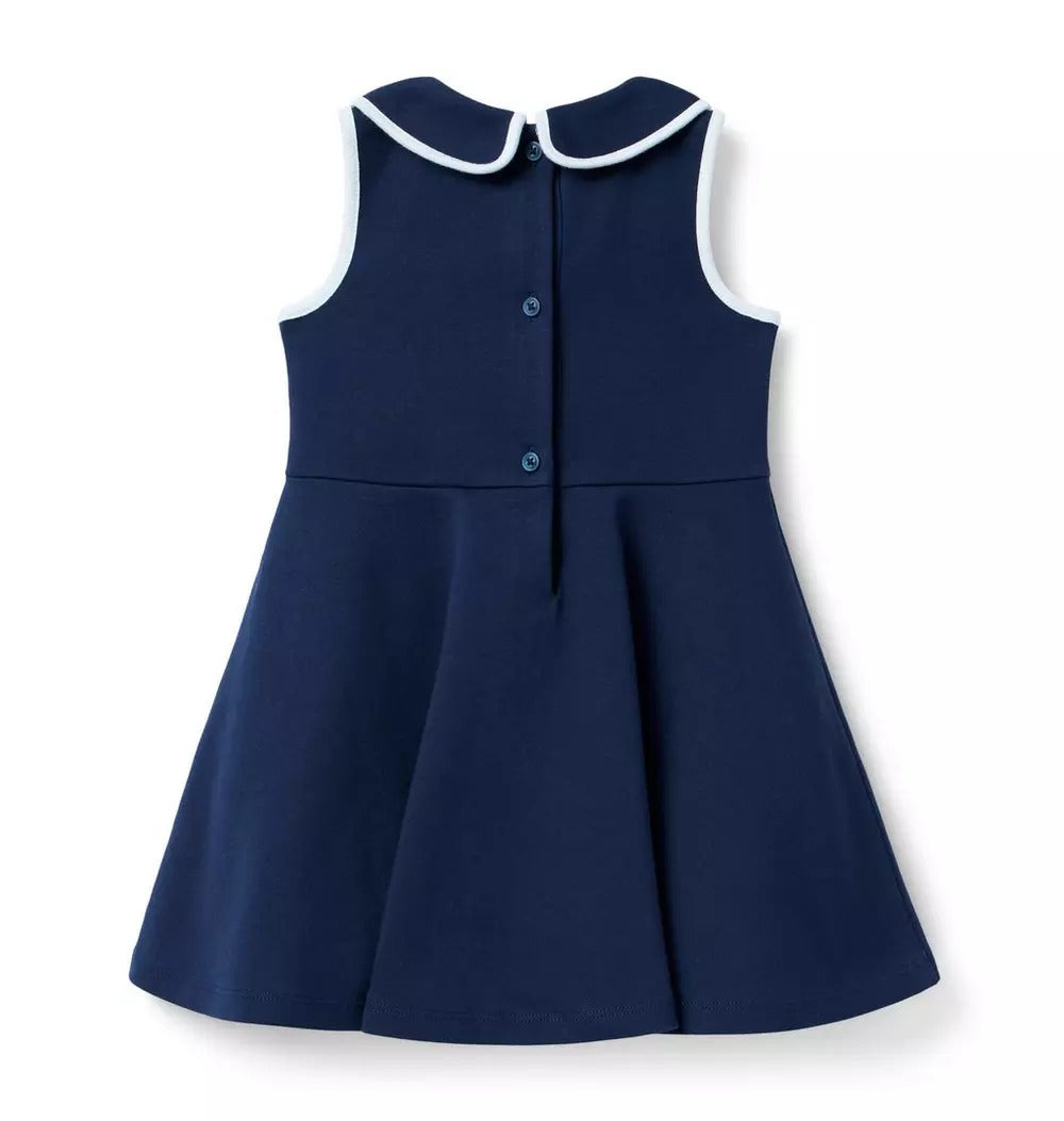 Vestido Infantil Tricot Azul Escuro Gola Laço Janie and Jack