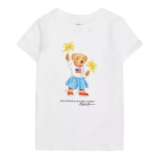 Camiseta  Algodão Estampa Ursinha Estudante Branca Ralph Lauren