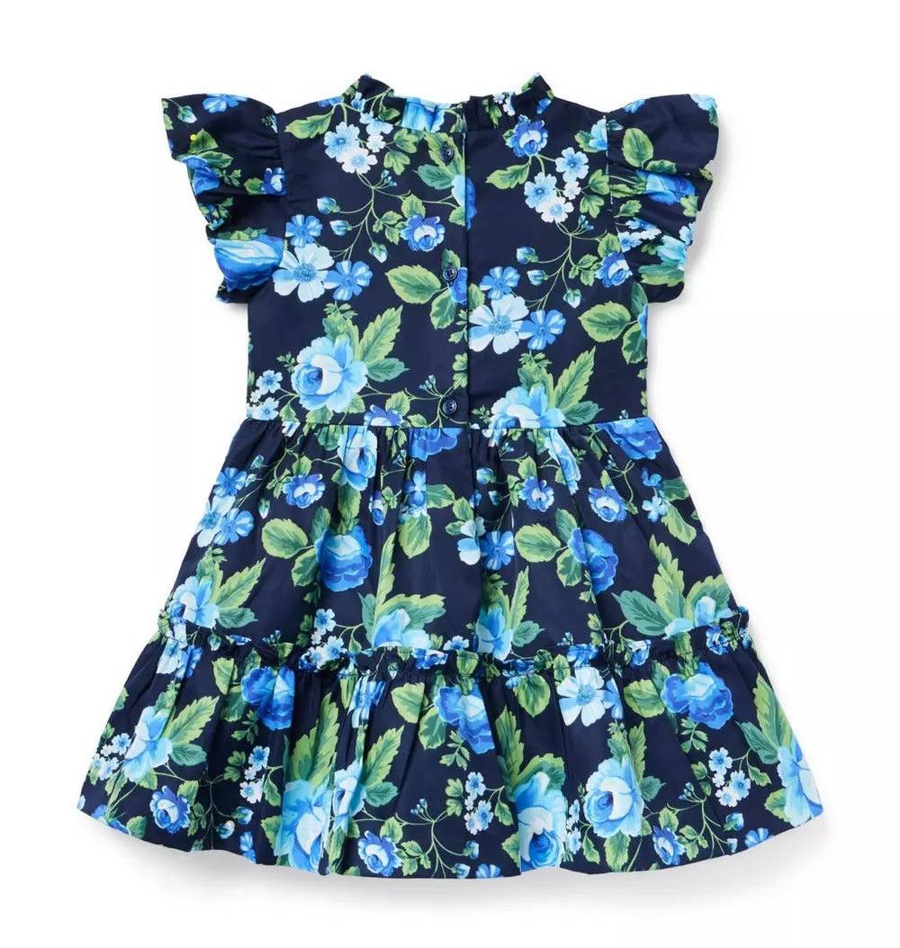 Vestido  de Algodón Floral Azul/Negro – Janie and Jack