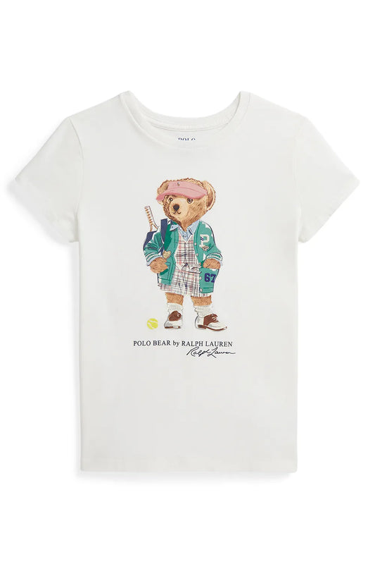Camiseta Algodão Estampa Ursinha Branca Ralph Lauren