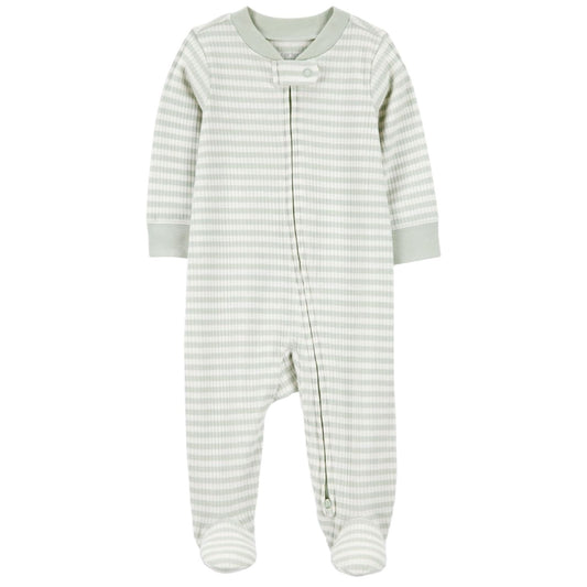 Enterizo Algodão com ziper Verde listrado Carter's