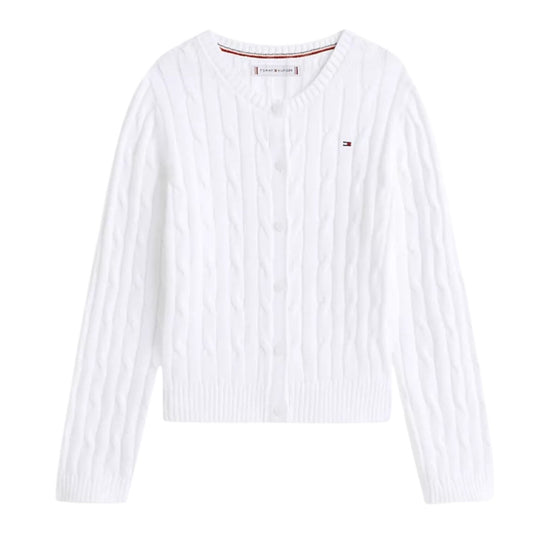 Sweater Feminino Tricot con Botones Branco Tommy Hilfiger