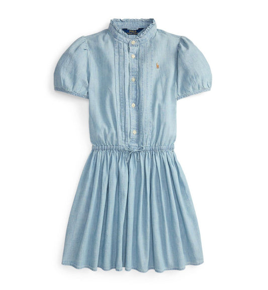 Vestido  com Botões Chambray Azul Ralph Lauren