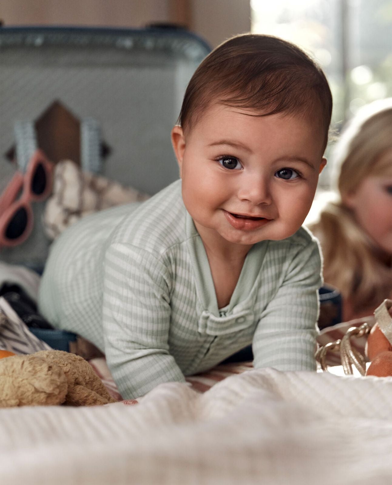 Enterizo Algodão com ziper Verde listrado Carter's