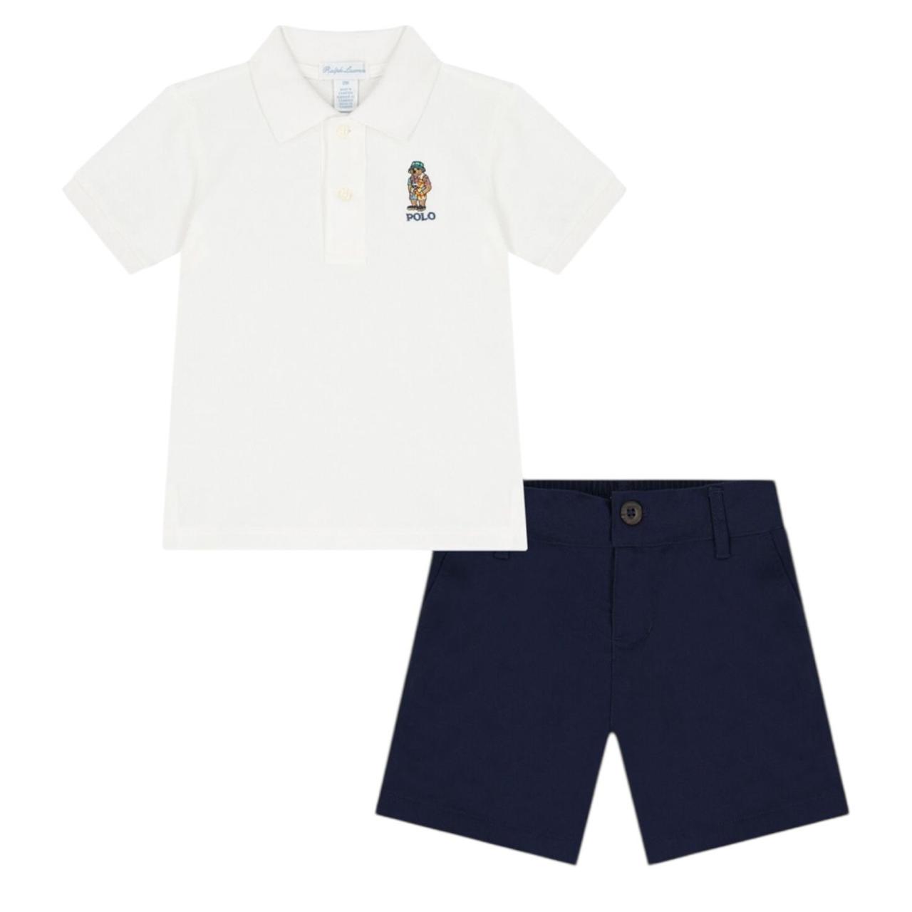Conjunto Bebê Camiseta/Short Branco Ralph Lauren