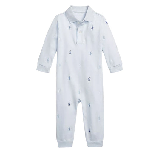 Enterizo  Algodon Leve com botões Azul Claro Ralph Lauren