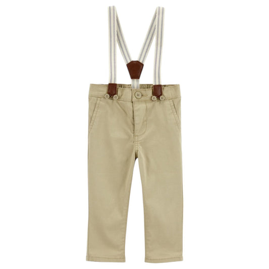 Pantalón   Sarja Marrom con suspensório Carter's