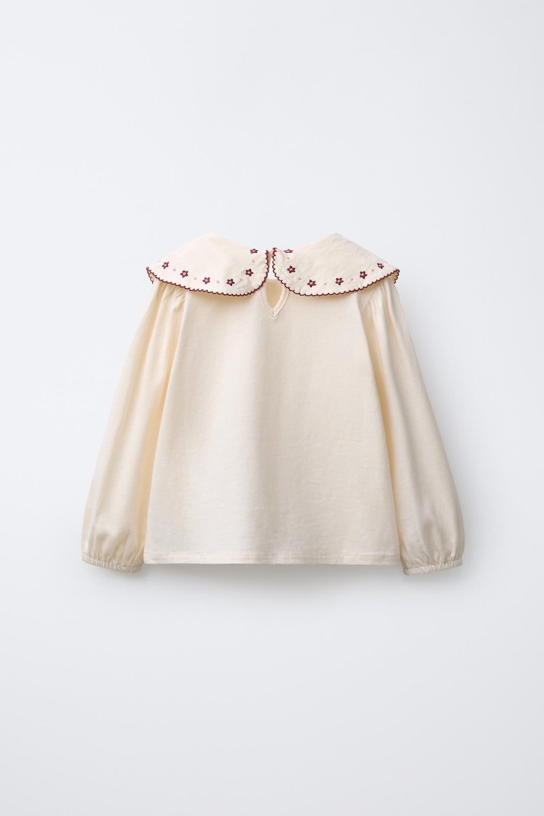 Blusa  Algodão Gola Bordada Manga Longa ZARA