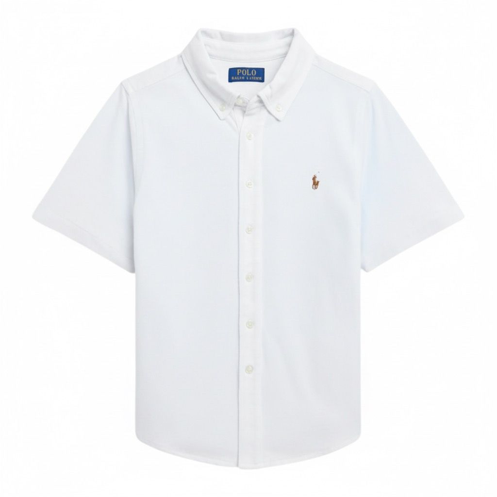 Camisa Cotton Piqué Branca Ralph Lauren