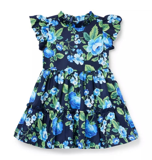 Vestido  de Algodón Floral Azul/Negro – Janie and Jack