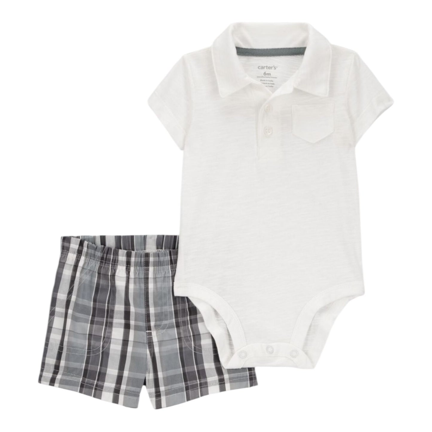 Conjunto Verão  Algodão Body/Short Xadrez Carter's