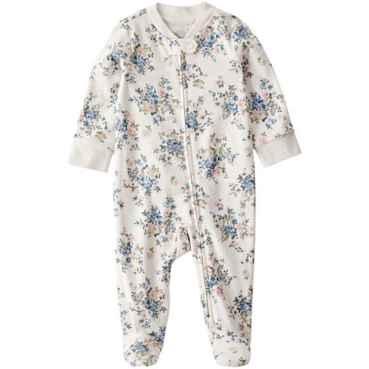 Enterizo Algodão com ziper floral branco Carter's