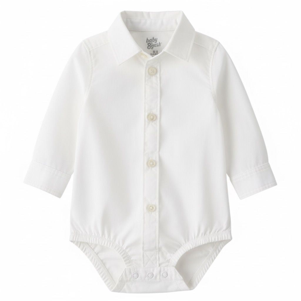 Body Camisa  Algodão Manga Longa Branca Carter's