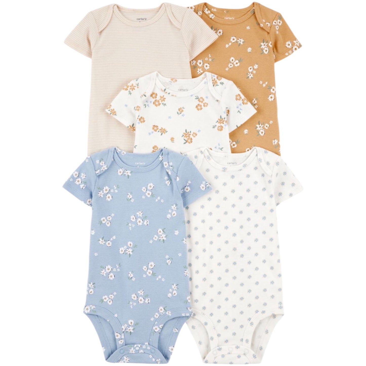 Pack 5 Bodys Bebê Manga Curta Estampado floral Carter's