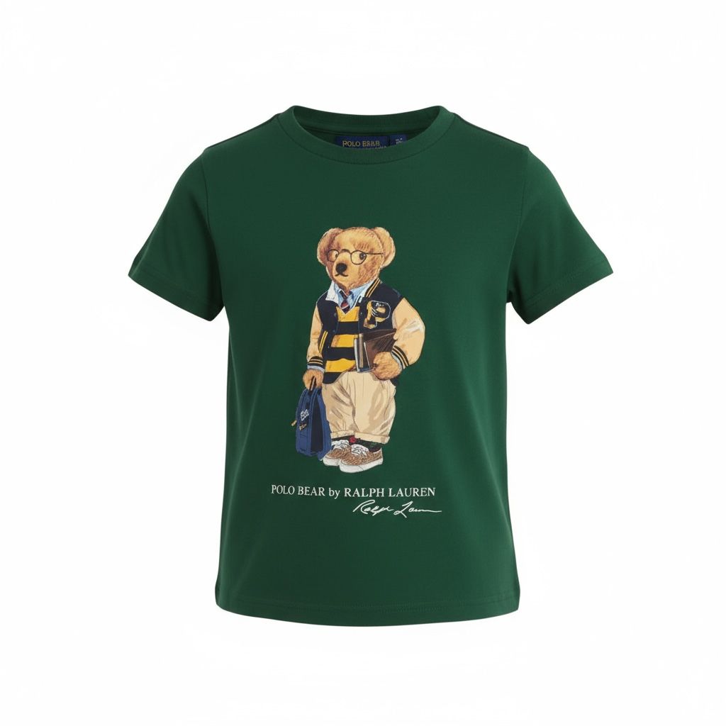 Camiseta  Verde Estampada Urso  Ralph Lauren